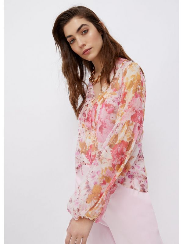 Дамска блуза с флорален принт от шифон