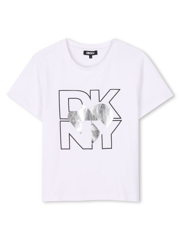 Детска тениска DKNY с лого и сърце за момиче