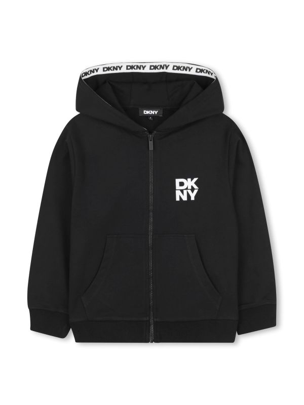 Детски суитшърт DKNY с цип и качулка за момче