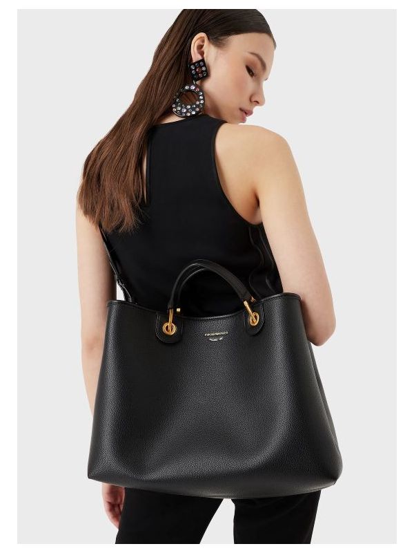 Дамска ръчна чанта Emporio Armani с широка лого презрамка
