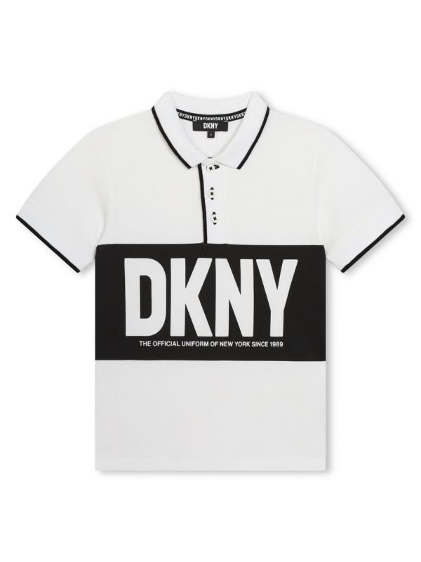 Детска поло-шърт DKNY с лого надпис за момче