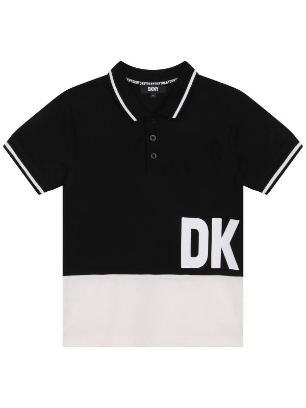 Детска поло-шърт DKNY със страничен лого надпис за момче