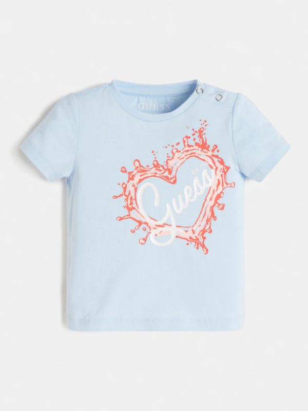 Детска тениска Guess с лого и сърце за момиче