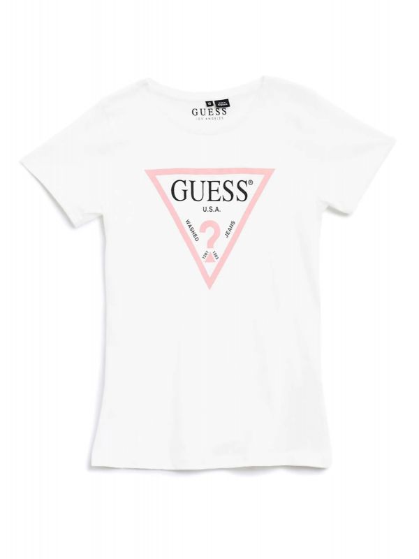 Детска тениска Guess с лого с глитери за момиче