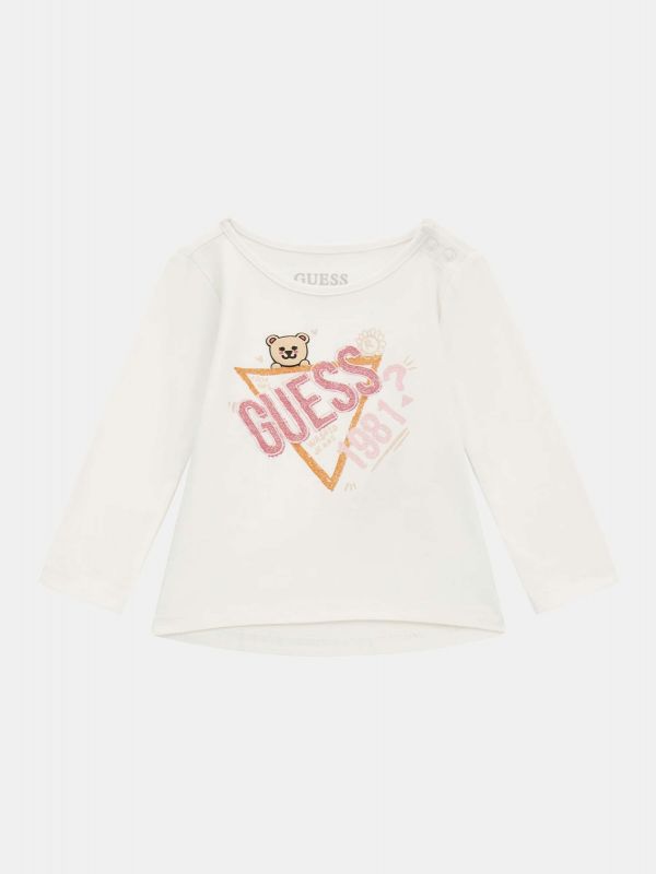 Детска тениска Guess с триъгълно лого за момиче