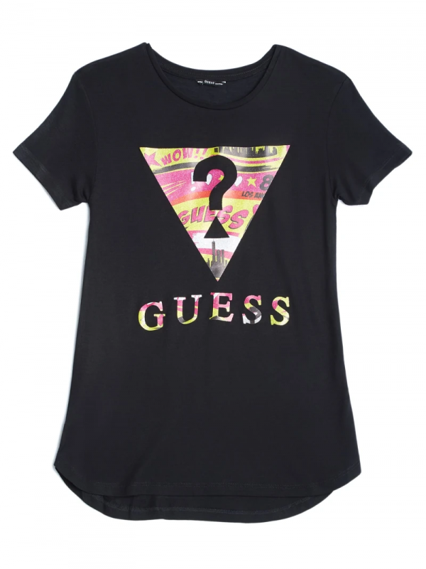 Детска тениска Guess с цветно лого за момиче