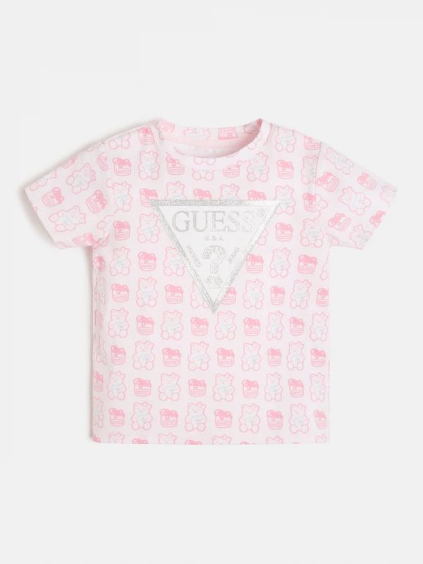 Детска тениска Guess с цялостен принт за момиче