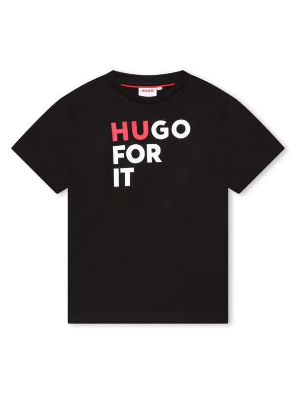 Детска тениска HUGO с лого надпис принт за момче