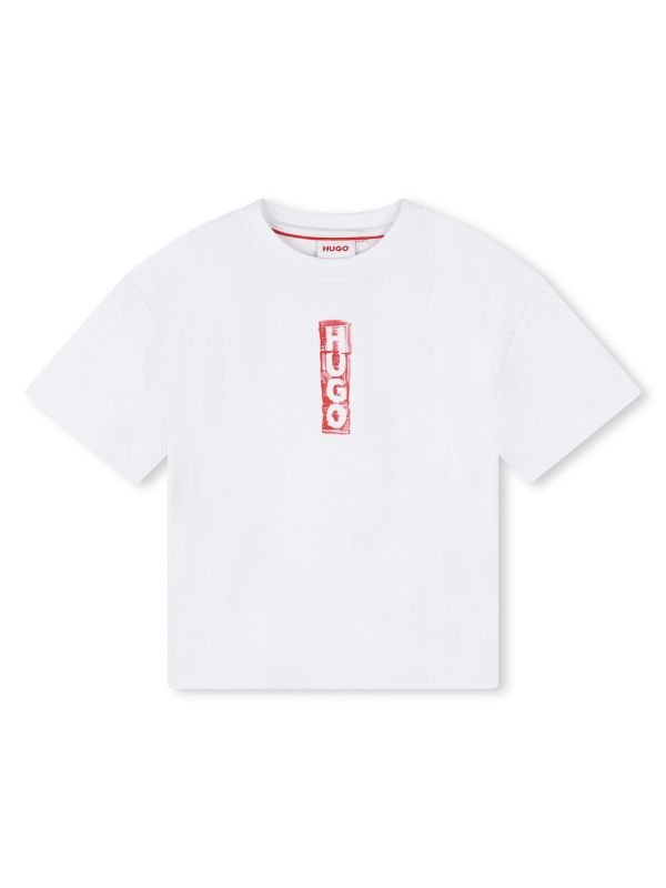 Детска тениска HUGO с вертикално лого за момче