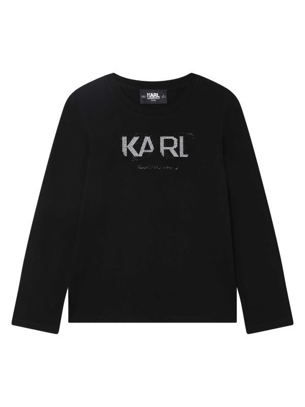 Детска тениска с дълъг ръкав Karl Lagerfeld за момиче