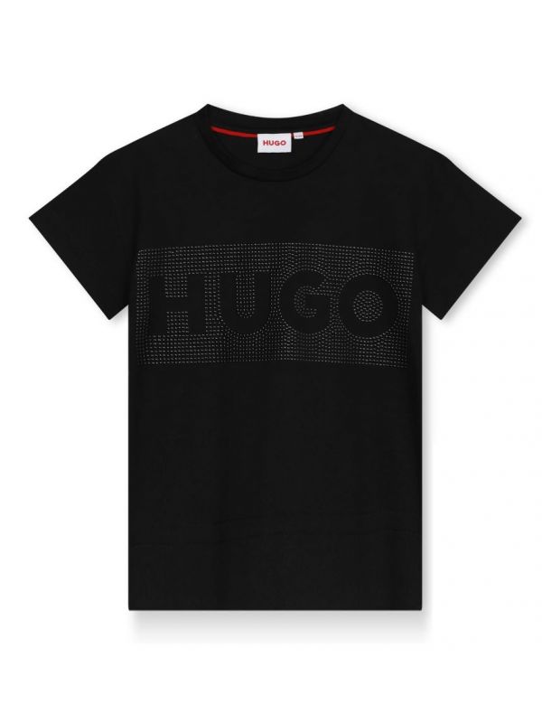 Детска тениска с лого и шипове за момиче от Hugo
