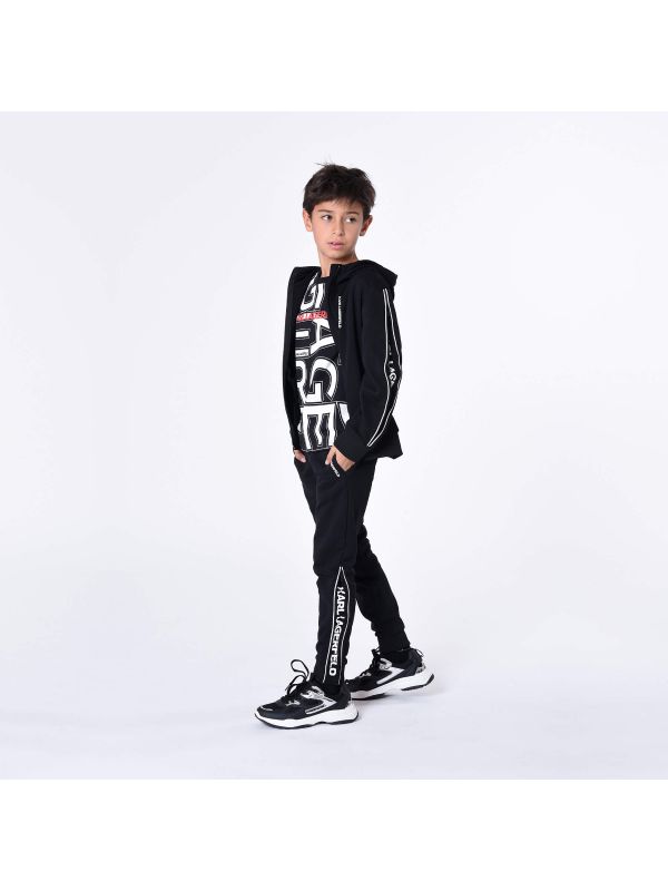 Детско спортно долнище Karl Lagerfeld със странични ципове и лого за момче