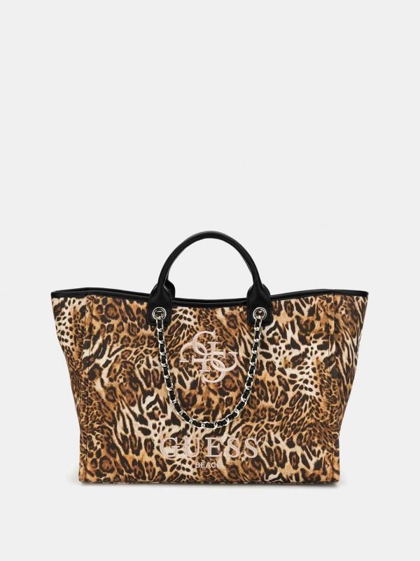 Дамска  чанта с леопардов принт от GUESS