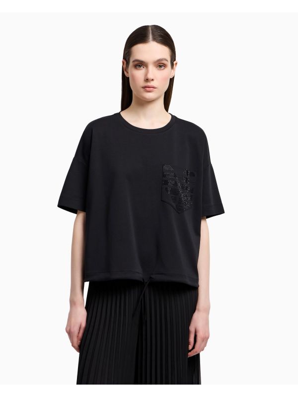 Дамска тениска Emporio Armani с лого и джоб