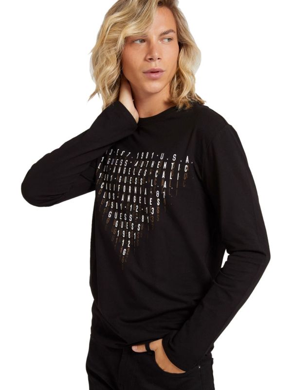 Мъжка блуза Guess с дълъг ръкав и графичен принт