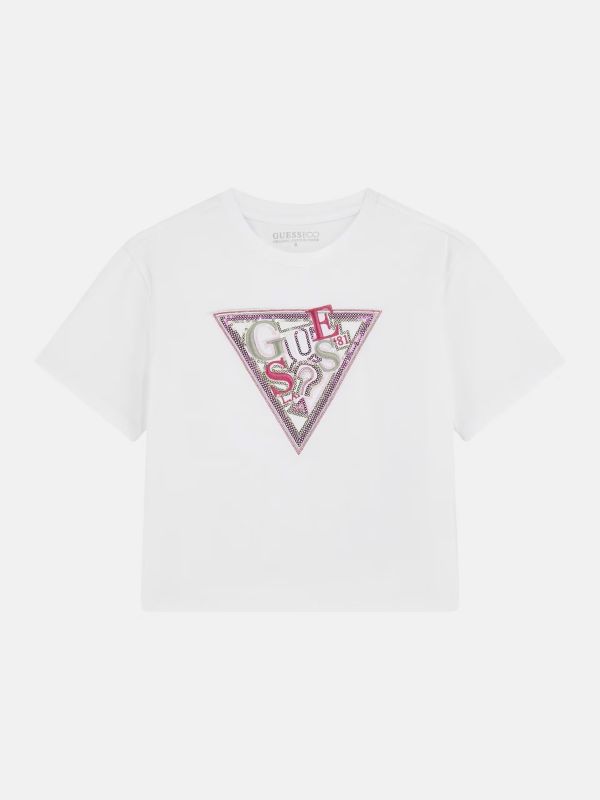 Детска тениска Guess с декоративен надпис за момиче