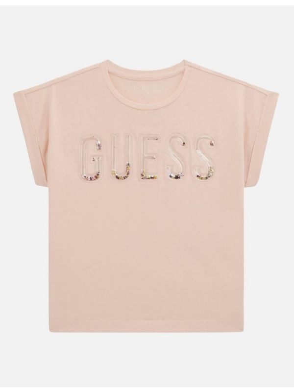 Детска тениска Guess с пайети за момиче
