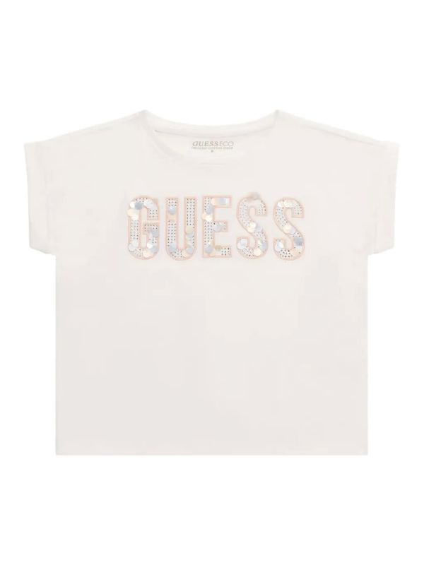 Детска тениска Guess с пайети за момиче