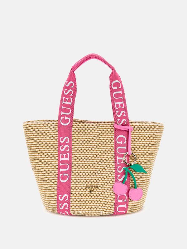 Детска чанта Guess с плетен ефект и лого