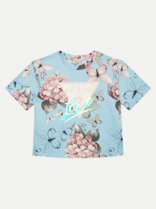 Детскa тениска Guess с флорален принт за момиче