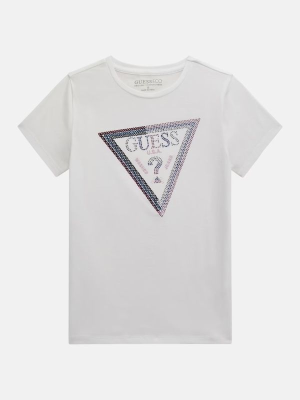 Детска тениска Guess за момиче с блестящо лого