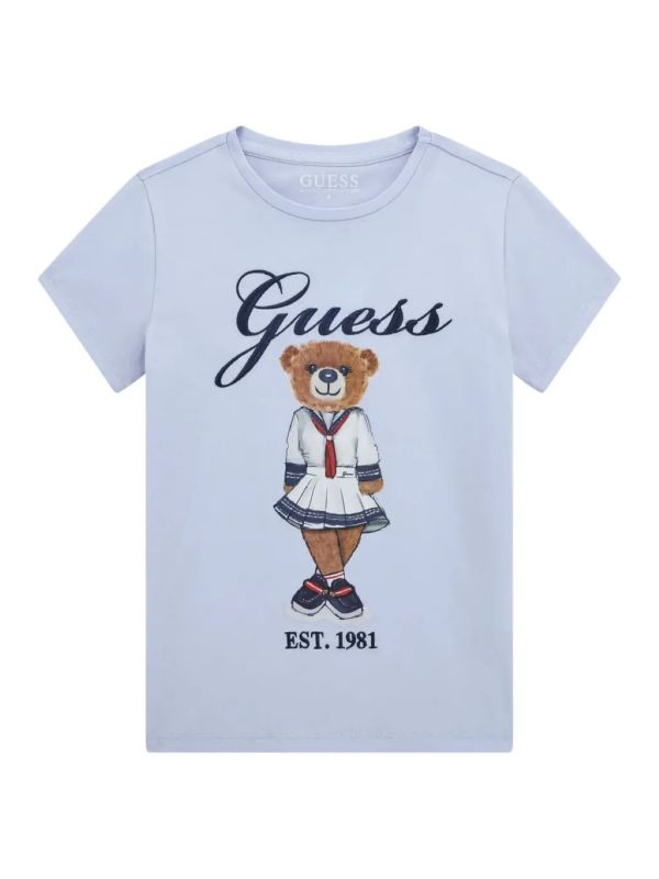 Детска тениска Guess за момиче с мече в моряшки стил