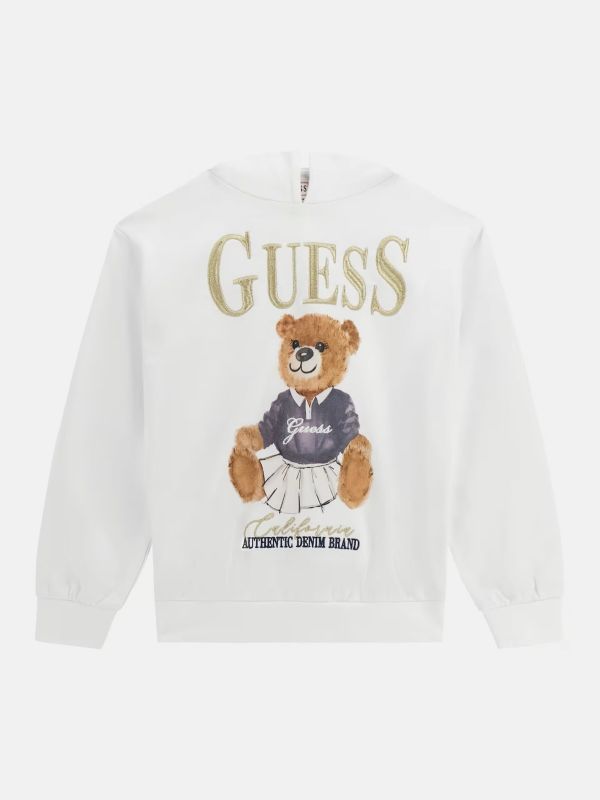 Детски суитшърт Guess с качулка и мече за момиче
