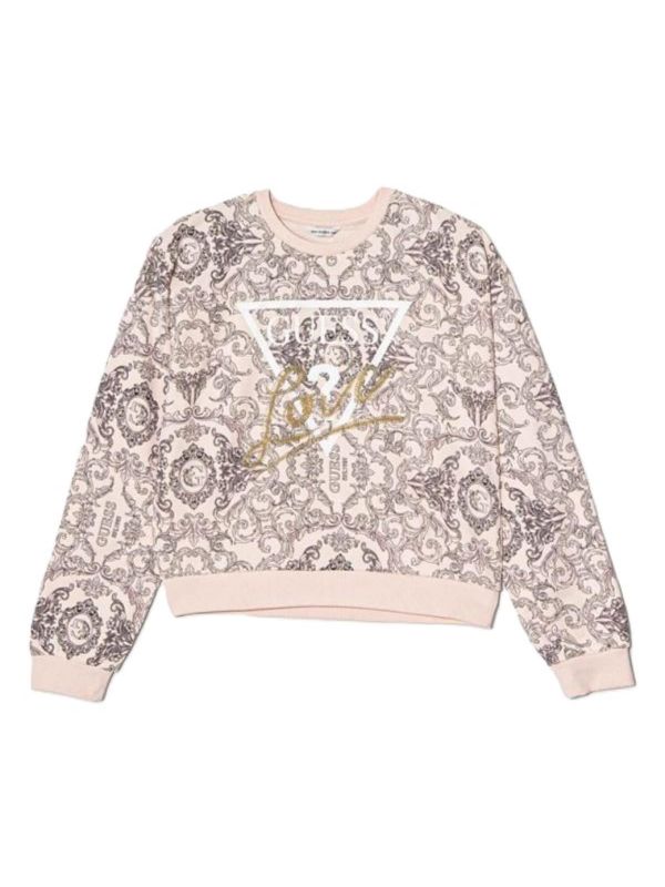 Детски суитшърт Guess за момиче с бароков принт