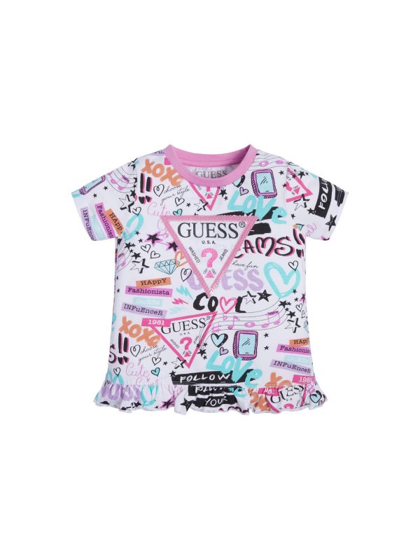 Детска тениска в цветен принт за момиче