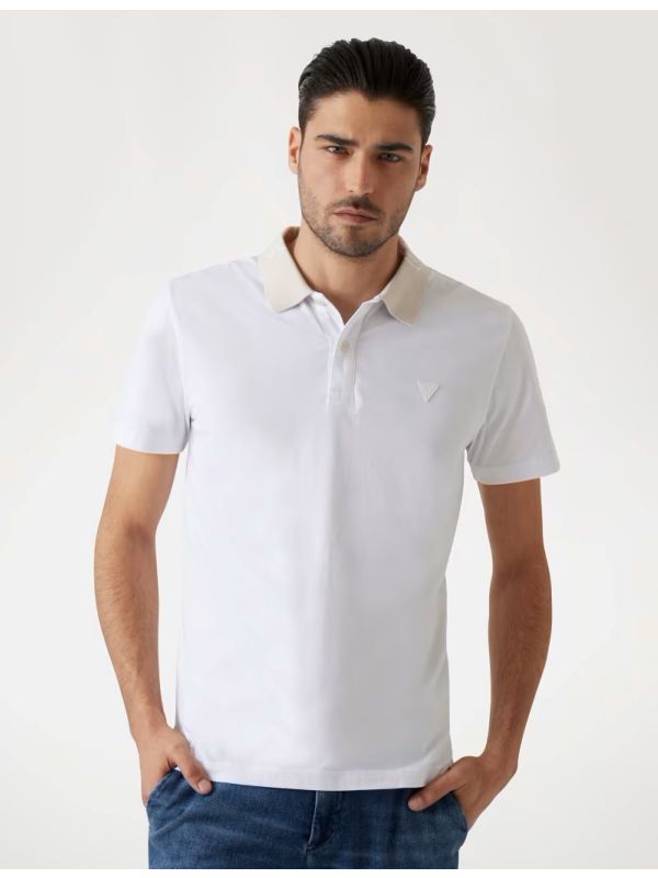 Мъжка поло-шърт Guess с лого и надпис на яката