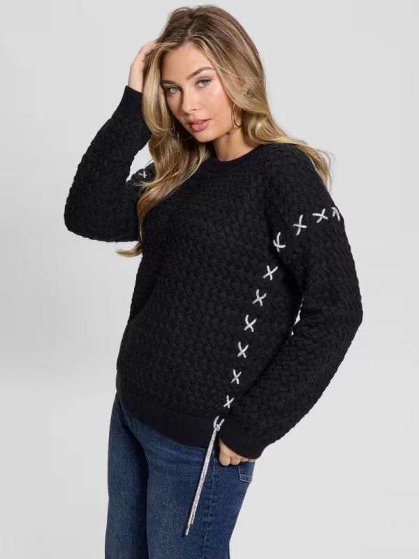 Дамски пуловер GUESS с плетена текстура