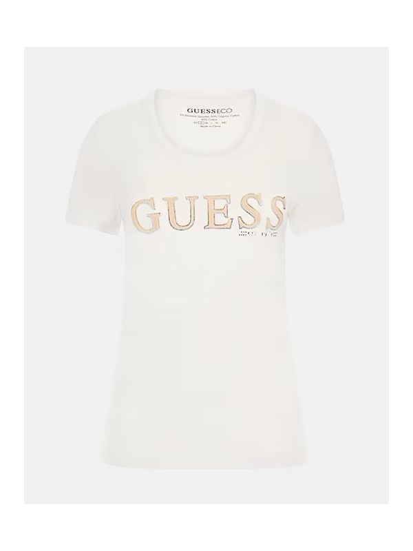 Дамска тениска с лого с кристали Guess