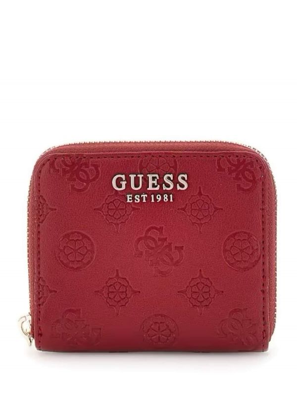 Малък дамски портфейл Guess с релефно лого