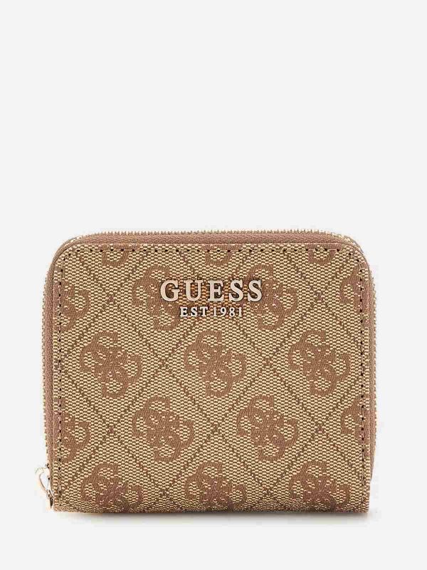 Малък дамски портфейл Guess с 4G лого принт