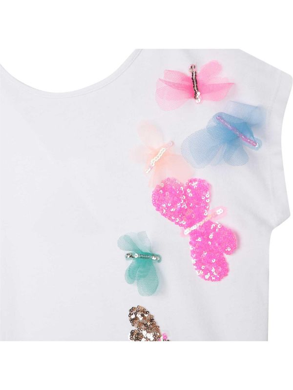 Детска тениска с апликирани пеперудки за момиче