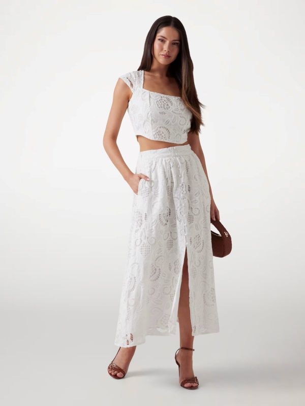 Дамска дълга пола Guess от бродирана дантела