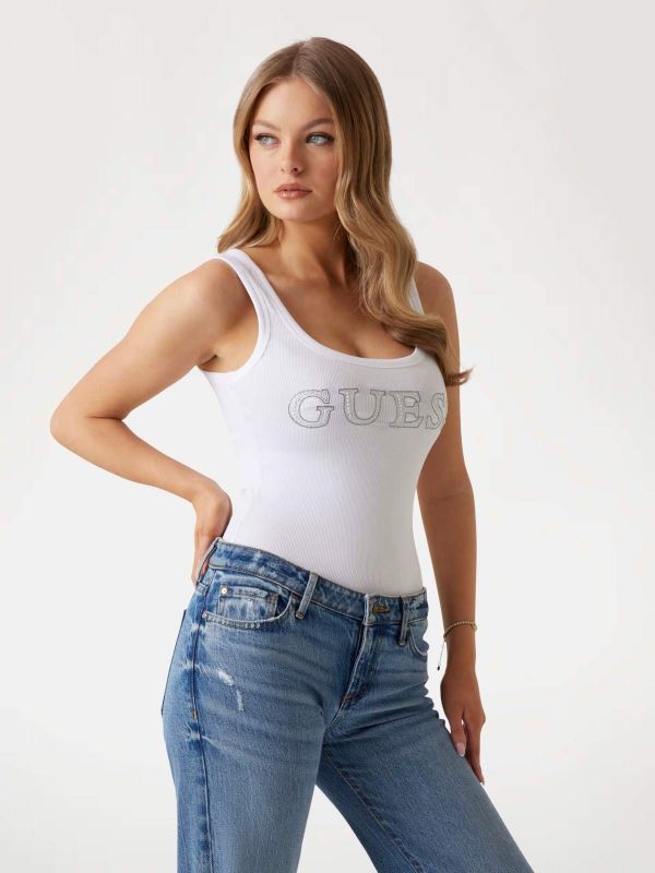Дамски топ Guess с лого и кристали