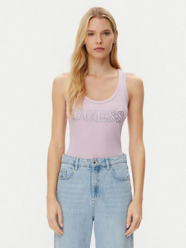 Дамски топ Guess с лого и кристали