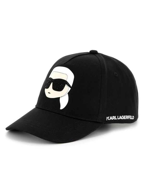 Детска шапка Karl Lagerfeld с козирка и декорация за момиче
