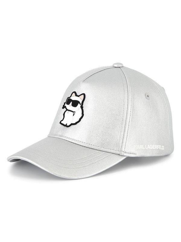 Детска шапка Karl Lagerfeld с козирка и декорация Choupette за момиче