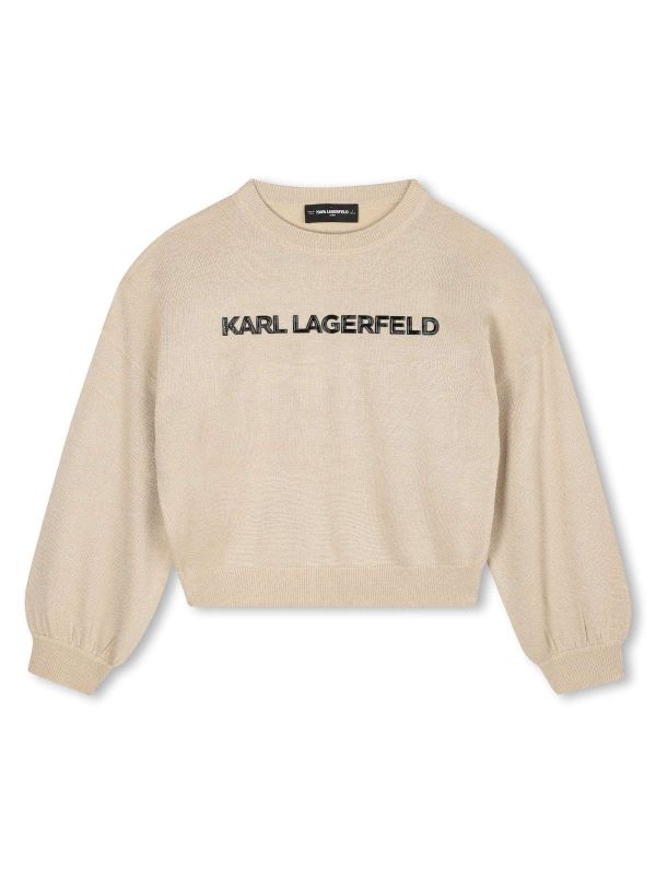 Детски пуловер Karl Lagerfeld с лого за момиче