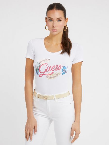 Дамска тениска с бродирано лого от Guess