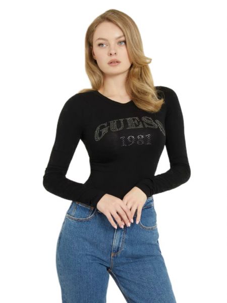 Дамско боди с дълъг ръкав с лого от Guess