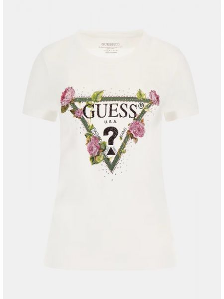 Дамска тениска с ефектно триъгълно лого Guess