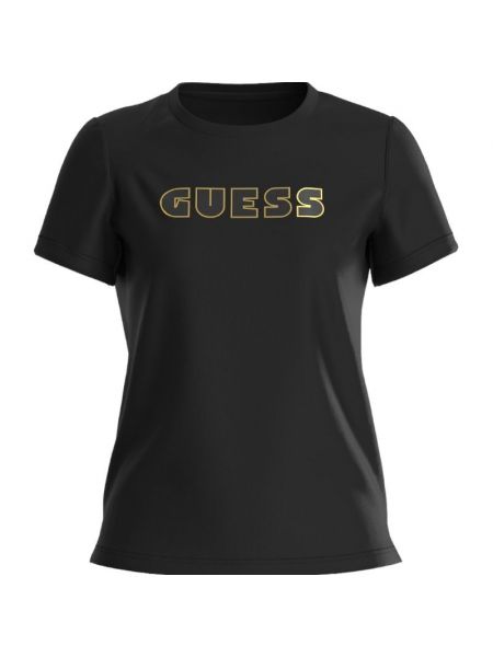 Дамска тениска с лого надпис и кристали Guess