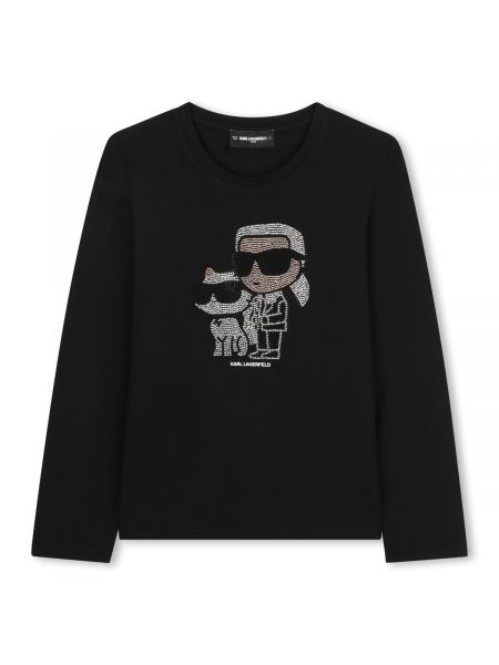 Детска тениска с дълъг ръкав Karl Lagerfeld с лого за момиче