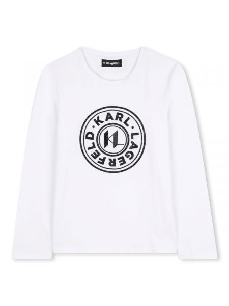 Детска тениска с дълъг ръкав Karl Lagerfeld с лого принт за момиче