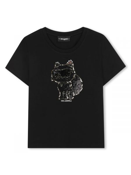 Детска тениска Karl Lagerfeld с пайети за момиче